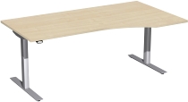 Geramöbel 08F1811 Elektro-Hubtisch Freiform rechts (BxTxH) 1800x1000x650-1250mm Ahorn/Silber