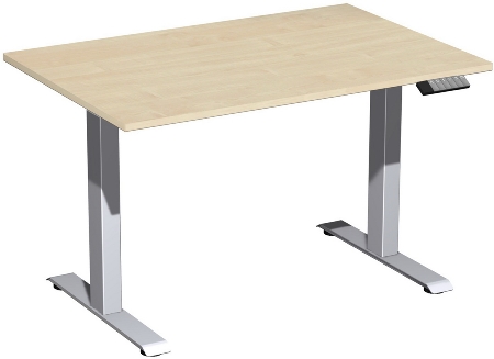 Geramöbel Elevate PLUS el Elektro-Hubtisch Höhe 63-128 cm 08K1808 (BxT) 180 x 80 cm Lichtgrau/Silber