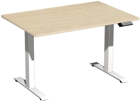 Geramöbel Elevate PLUS el Elektro-Hubtisch Höhe 63-128 cm 08K1808 (BxT) 180 x 80 cm Lichtgrau/Silber