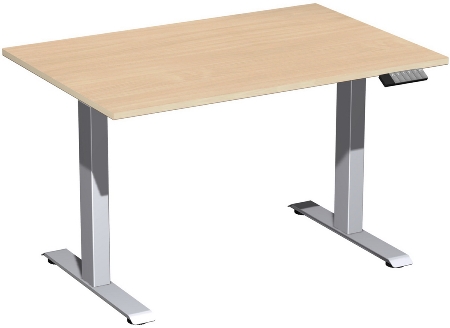 Geramöbel Elevate PLUS el Elektro-Hubtisch Höhe 63-128 cm 08K1808 (BxT) 180 x 80 cm Lichtgrau/Silber