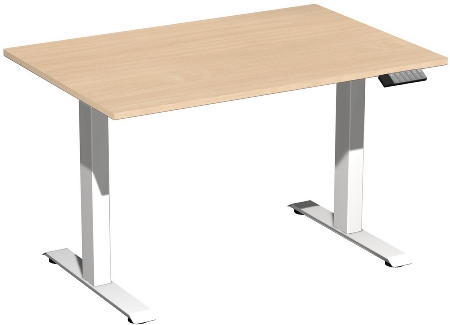 Geramöbel Elevate PLUS el Elektro-Hubtisch Höhe 63-128 cm 08K1808 (BxT) 180 x 80 cm Lichtgrau/Silber