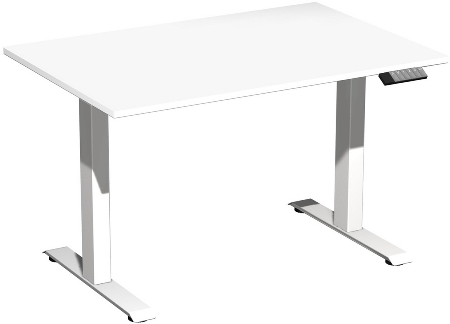 Geramöbel Elevate PLUS el Elektro-Hubtisch Höhe 63-128 cm 08K1808 (BxT) 180 x 80 cm Lichtgrau/Silber