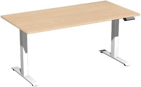 Geramöbel Elevate PLUS el Elektro-Hubtisch Höhe 63-128 cm 08K1808 (BxT) 180 x 80 cm Lichtgrau/Silber