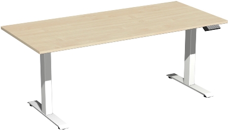 Geramöbel Elevate PLUS el Elektro-Hubtisch Höhe 63-128 cm 08K1808 (BxT) 180 x 80 cm Lichtgrau/Silber