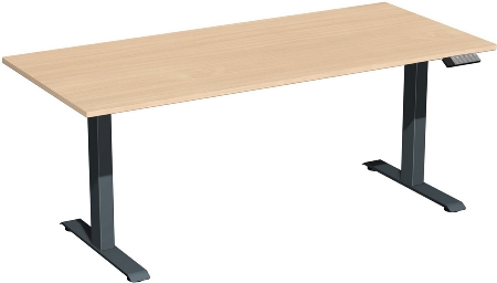 Geramöbel Elevate PLUS el Elektro-Hubtisch Höhe 63-128 cm 08K1808 (BxT) 180 x 80 cm Lichtgrau/Silber