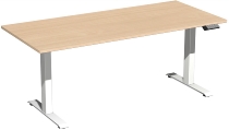 Geramöbel Elevate PLUS el Elektro-Hubtisch Höhe 63-128 cm 08K1808 (BxT) 180 x 80 cm Lichtgrau/Silber