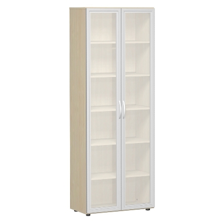 Geramöbel Flügeltürenschrank 386821-GTA Flex Aktenschrank 6OH mit Glastür (BxTxH) 80 x 42 x 216 Ahorn