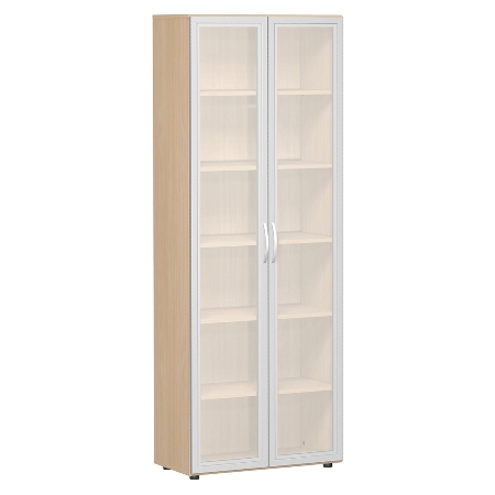 Geramöbel Flügeltürenschrank 386821-GTA Flex Aktenschrank 6OH mit Glastür (BxTxH) 80 x 42 x 216 Ahorn