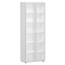 Geramöbel Flügeltürenschrank 386821-GTA Flex Aktenschrank 6OH mit Glastür (BxTxH) 80 x 42 x 216 Ahorn