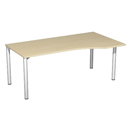 Geramöbel PC-Schreibtisch 550305 4-Fuß Flex PC rechts feste Höhe (BxTxH) 180x100x72cm Ahorn/Silber