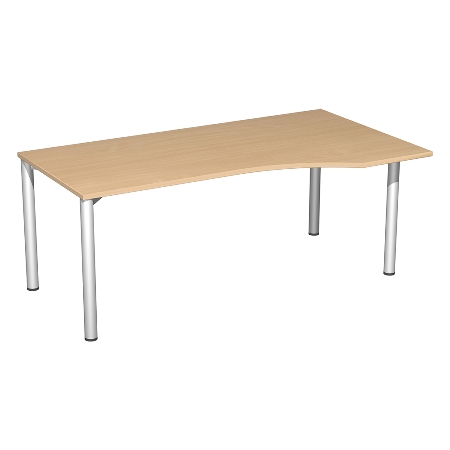 Geramöbel PC-Schreibtisch 550305 4-Fuß Flex PC rechts feste Höhe (BxTxH) 180x100x72cm Ahorn/Silber