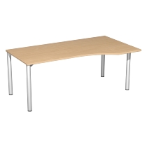 Geramöbel PC-Schreibtisch 550305 4-Fuß Flex PC rechts feste Höhe (BxTxH) 180x100x72cm Ahorn/Silber