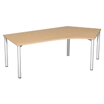 Geramöbel Schreibtisch 550316 4-Fuß Flex Winkel 135° rechts feste Höhe (BxTxH) 216,6x1130x72cm Ahorn/Silber