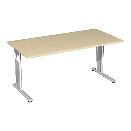 Geramöbel Schreibtisch 617103 C-Fuß Flex höhenverstellbar 68-82cm (BxT) 160x80cm Ahorn/Silber