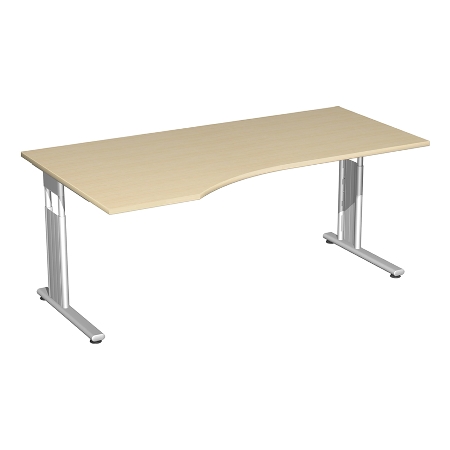 Geramöbel PC-Schreibtisch 617306 C-Fuß Flex PC links höhenverstellbar 68-82cm (BxT) 180x100cm Onyx/Silber