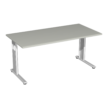 Geramöbel Schreibtisch 618103-AS C-Fuß Flex feste Höhe (BxTxH) 160 x 80 x 72cm Ahorn/Silber