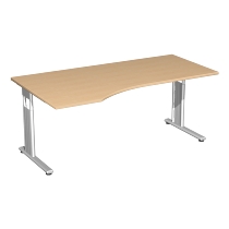 Geramöbel PC-Schreibtisch 618306 C-Fuß Flex PC links feste Höhe (BxTxH) 180 x 100 x 72cm Ahorn/Silber