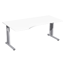 Geramöbel PC-Schreibtisch 618306 C-Fuß Flex PC links feste Höhe (BxTxH) 180 x 100 x 72cm Ahorn/Silber