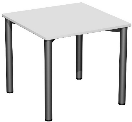 Geramöbel 710122 Konferenztisch Rundfuß feste Höhe, 1000x800x720, Weiß/Anthrazit