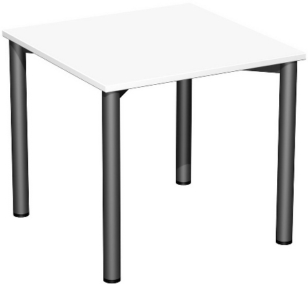 Geramöbel 710122 Konferenztisch Rundfuß feste Höhe, 1000x800x720, Weiß/Anthrazit