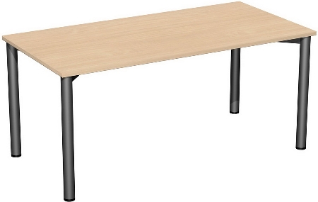 Geramöbel 710122 Konferenztisch Rundfuß feste Höhe, 1000x800x720, Weiß/Anthrazit