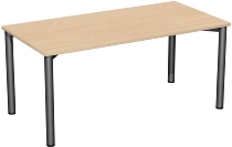 Geramöbel 710122 Konferenztisch Rundfuß feste Höhe, 1000x800x720, Weiß/Anthrazit