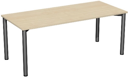 Geramöbel 710122 Konferenztisch Rundfuß feste Höhe, 1000x800x720, Weiß/Anthrazit