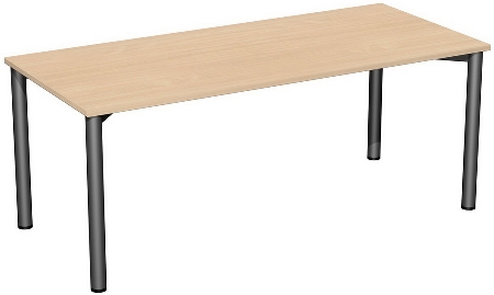 Geramöbel 710122 Konferenztisch Rundfuß feste Höhe, 1000x800x720, Weiß/Anthrazit