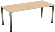 Geramöbel 710122 Konferenztisch Rundfuß feste Höhe, 1000x800x720, Weiß/Anthrazit