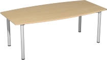 Geramöbel 710216 Konferenztisch Rundfuß, Faßform, feste Höhe, 2000x800-1200x720, Nussbaum/Silber