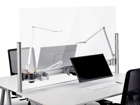 Novus 976+1409 TSS Office Protect C Acryl-Glas Trennwand 140 cm mit Systemzwinge Silber