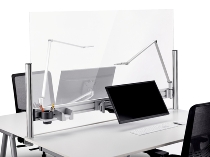 Novus 976+1409 TSS Office Protect C Acryl-Glas Trennwand 140 cm mit Systemzwinge Silber