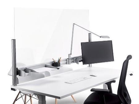 Novus 976+1409 TSS Office Protect C Acryl-Glas Trennwand 140 cm mit Systemzwinge Silber