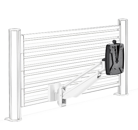 Novus 990+1071 Monitorarm SlatWall-Clu-Arm I mit SlatWall Adpater bis 8kg Weiß