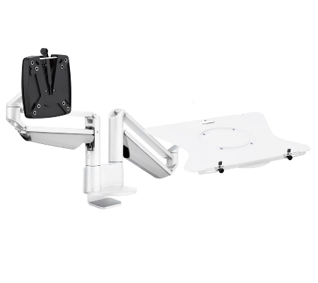 Novus 990+4511 Monitortragarm Clu Notebook combination mit 3-in-1 Befestigung Weiss