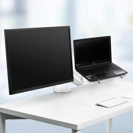 Novus 990+4511 Monitortragarm Clu Notebook combination mit 3-in-1 Befestigung Weiss