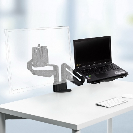 Novus 990+4518 Monitortragarm Clu Notebook combination mit 3-in-1 Befestigung Schwarz