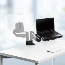 Novus 990+4518 Monitortragarm Clu Notebook combination mit 3-in-1 Befestigung Schwarz
