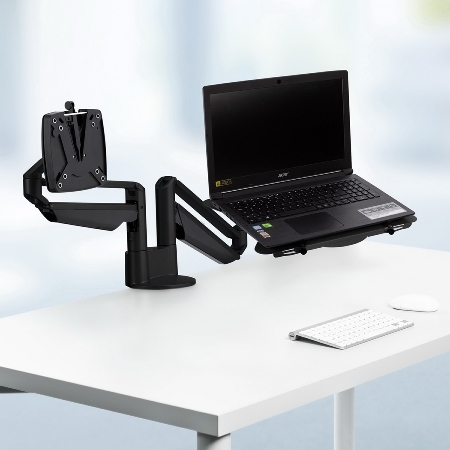 Novus 990+4518 Monitortragarm Clu Notebook combination mit 3-in-1 Befestigung Schwarz