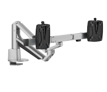 Novus 992+2019 Monitortragarm Clu Plus X2 C mit Tischbefestigung 3-in-1 Traglast 2x 2,5-7 kg Silber
