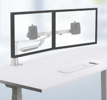 Novus 992+2019 Monitortragarm Clu Plus X2 C mit Tischbefestigung 3-in-1 Traglast 2x 2,5-7 kg Silber