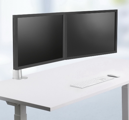 Novus 992+2019 Monitortragarm Clu Plus X2 C mit Tischbefestigung 3-in-1 Traglast 2x 2,5-7 kg Silber
