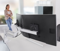 Novus 992+2019 Monitortragarm Clu Plus X2 C mit Tischbefestigung 3-in-1 Traglast 2x 2,5-7 kg Silber