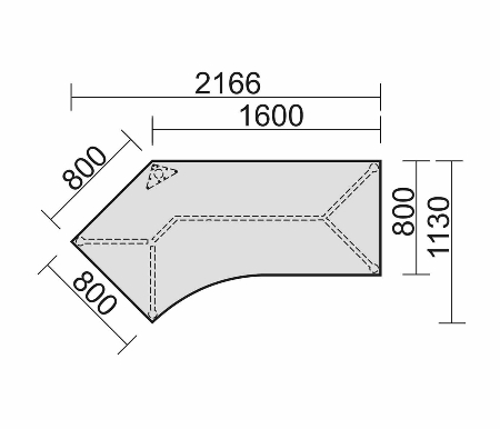 Geramöbel Schreibtisch 550315/-316 4-Fuß Flex Winkel 135° feste Höhe 72cm 
