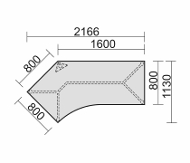 Geramöbel Schreibtisch 550315/-316 4-Fuß Flex Winkel 135° feste Höhe 72cm 