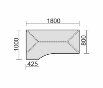 Geramöbel Schreibtisch 55030x PC rechts/links 4-Fuß Flex Tiefe 800/1200cm fixe Höhe 72cm 