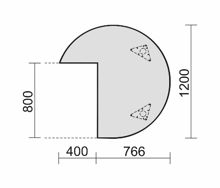 Geramöbel Anbautisch 555012 Dreiviertelkreis mit 2 Stützfüßen höhenverstellbar