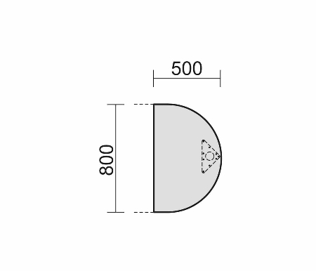 Geramöbel Anbautisch 4-Fuß Flex 555006 Halbrund (BxT) 500 x 800mm mit 1 Stützfuß höhenverstellbar