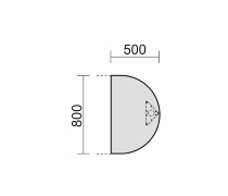 Geramöbel Anbautisch 4-Fuß Flex 555006 Halbrund (BxT) 500 x 800mm mit 1 Stützfuß höhenverstellbar