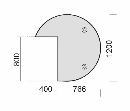 Geramöbel Anbautisch C-Flex 617012 Dreiviertelkreis rechts mit 2 Stützfüßen höhenverstellbar